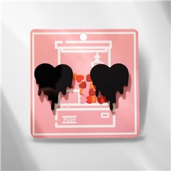 Серьги акриловые «Тающие сердца», цвет чёрный в серебре