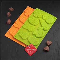 Форма для шоколада Доляна «Пасхальный набор», силикон, 30×17×1 см, 8 ячеек (7.7×6 см), МИКС