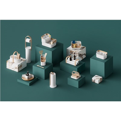 Держатель-органайзер для туалетной бумаги Bellwood, белый/натуральное дерево