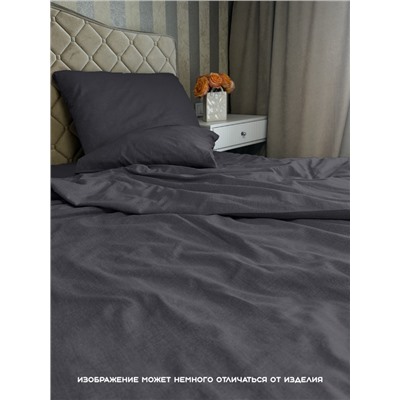 “Акция Простыня на резинке Льняные мотивы “Антрацит” 100% Хлопок