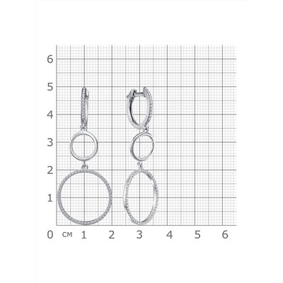Серьги с фианитом родированные серебро 925*