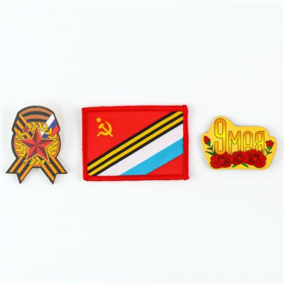 Пилотка на 9 мая «День победы», р. 54–56, 1 нашивка, 3 значка в комплекте