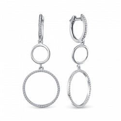 Серьги с фианитом родированные серебро 925*