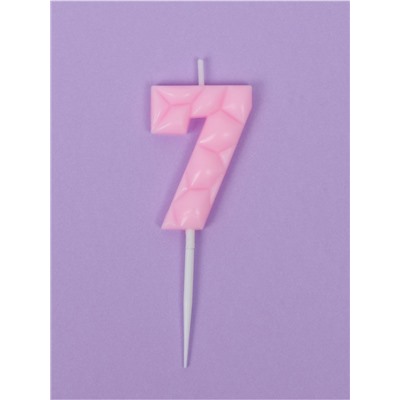 Свеча для торта "Лёд", цифра "7", светло розовая
