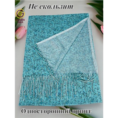 Палантин из хлопка и бамбука премиум Арт 2459/9 фон бирюзовый