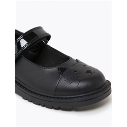 Kids' Leather Mary Jane Cat School Shoes (8 Small - 1 Large)