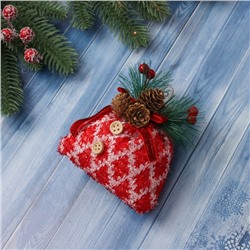 Ёлочная игрушка «Новогодний мешочек» 12.5×7.5 см, красный