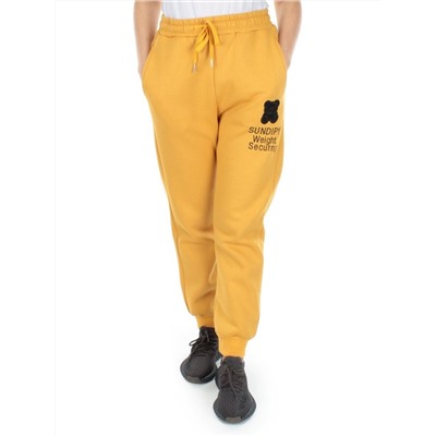 5671 YELLOW Брюки спортивные женские с начесом (50% хлопок, 50% полиэстер)