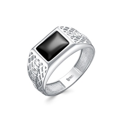 Кольцо (Спаси и Сохрани) из серебра родированное литье с фианитом