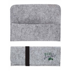 Пенал с клапаном, на резинке "ECO Friendly", фетр светло-серый, 22х9см
