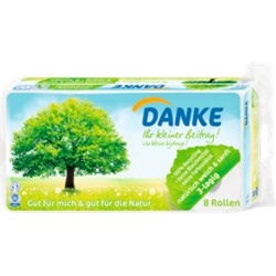Danke Туалетная бумага перерабатываемый 3-lg, 8x150 Bl, 1200 листов
