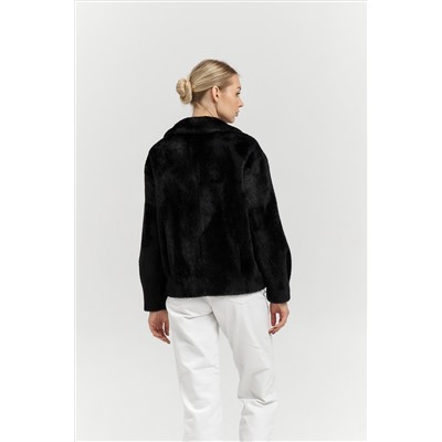 Пальто женское демисезонное 24108 (черный/тедди)