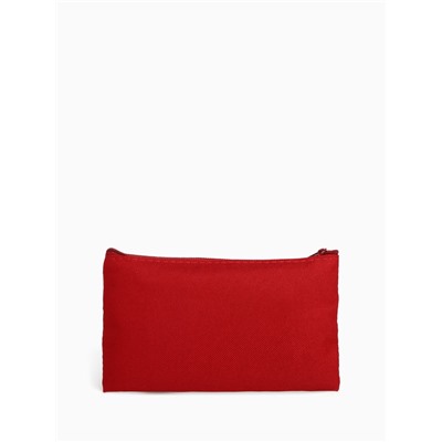 Косметичка-пенал на молнии, плоская, маленькая, однотонная, бордовая