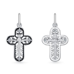 Крест из серебра литье с фианитом частичное чернение