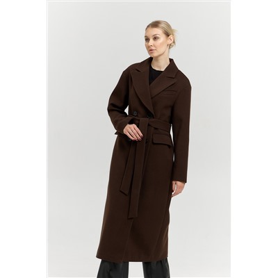Пальто женское демисезонное 26102 (шоколад/рубчик)
