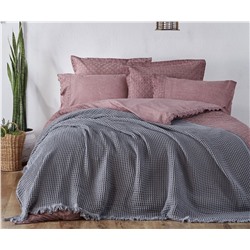 Жаккардовое Покрывало 220х240 см ЕВРО 2 сп. Seren Gri Çift Pike - EcoCotton