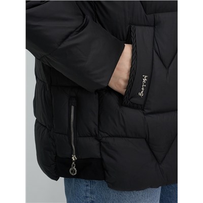 Куртка зимняя женская из овчина стильная и модная черного цвета 7309Ch