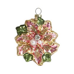 Пуансеттия "Розовое золото" (стекло) 3,5х9х9,5 см