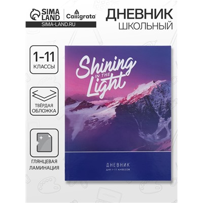 Дневник школьный для 1-11 классов Shining in the light, твёрдая обложка, глянцевая ламинация, 40 листов