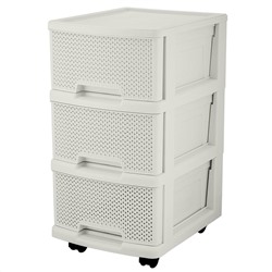 Комод Keeplex Ajur с ящиками на колесиках трехсекционный компакт 37х30х52 см KL379322048 белое облако