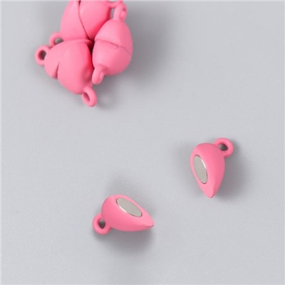 Замок магнитный металл "Сердечко" розовый матовый 2 шт 1,2х1,2 см