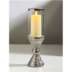 Подсвечник на 1 свечу «Зазеркалье. Зебра», керамика, стекло, d=7.5 см, серебро, 9.5×9.5×29 см