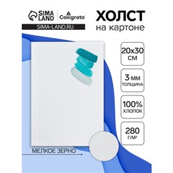 Холст на картоне Calligrata, хлопок 100%, 20×30 см, 3 мм, акриловый грунт, мелкое зерно, 280 г/м²