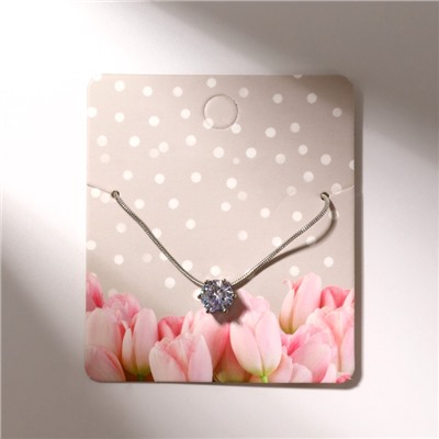 Кулон на цепочке «Стразинка», крупная, белый в серебре, 40 см