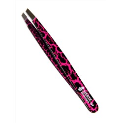 Mertz Пинцет косметический для коррекции бровей скошенный / 187, черно-розовый, 9,5 см