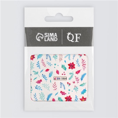 Слайдеры для ногтей «Новогодние веточки», разноцветные