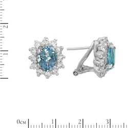 Серьги 'Звёздочка' с голубым топазом и фианитами, родий ТССК.270ГТR