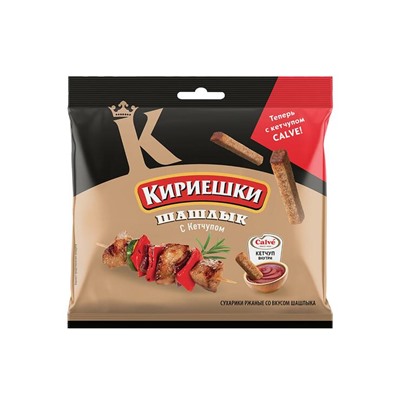 «Кириешки», сухарики со вкусом шашлыка и кетчупом  «Calve», 85 г