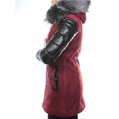 5137 BURGUNDY Парка женская зимняя (150 гр синтепон, искусственный мех)