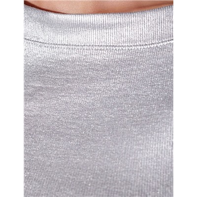 Футболка облегающая из хлопка в рубчик с вырезом лодочка с матовым покрытием металлик