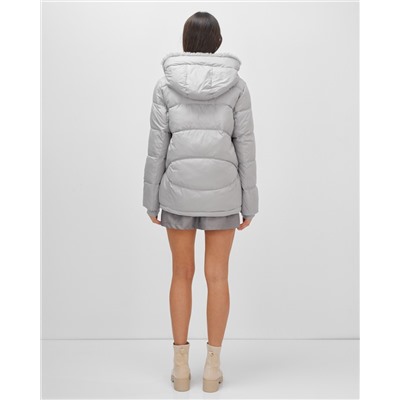 Куртка зимняя женская из овчина стильная и модная серого цвета 7348Sr