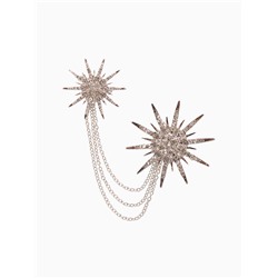 Брошь «Сияние» с цепочками, цвет белый в серебре