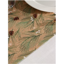 Дорожка на стол новогодняя Этель Spruce branches 30×70 см, 100% хлопок, саржа 190 г/м², бежевая