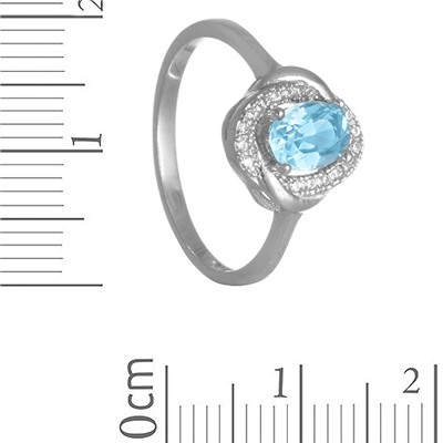 Кольцо с голубым топазом и фианитами ТФКН.791ГТ1.80
