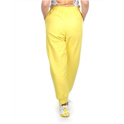 M047 YELLOW Брюки спортивные женские на флисе (100% хлопок) 7986