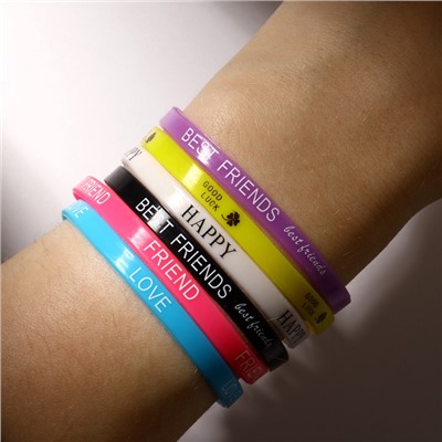 Силиконовые браслеты Forever young, набор 6 шт., цветные, d=5,5 см