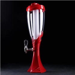 Башня пивная «Вавилон», колба 3 л, подсветка, батарейка Ag10, красная