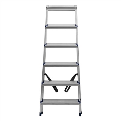 Стремянка двусторонняя 6 ступеней, алюминиевая, Сибртех