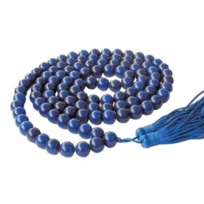 Чётки из Синего Агата: для гармонизации Сатурна (108 шариков), Blue Hakik (Agate) Mala For Rahu Nivaran, произв. Kalyan Puja