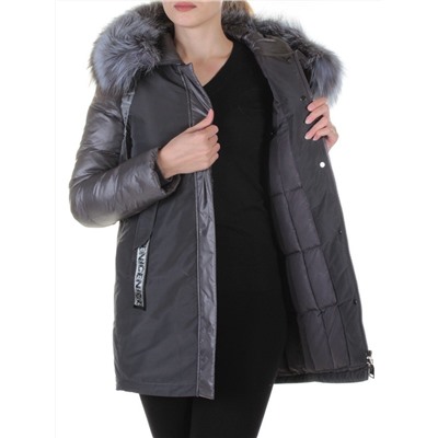 8179 DK. GRAY Пальто женское с натуральным мехом Jarius