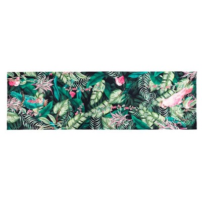 Дорожка на стол Этель Tropical parrots 40×146 см, 100% хлопок, саржа 190 г/м², зелёная/чёрная