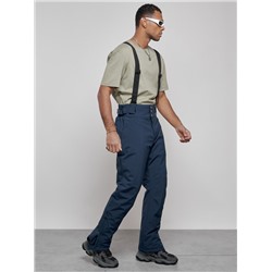 Полукомбинезон утепленный мужской зимний горнолыжный темно-синего цвета 7217TS