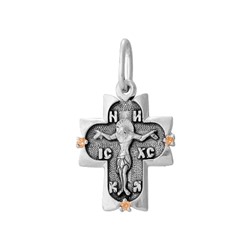 Крест с фианитом выборочно черненный серебро 925*