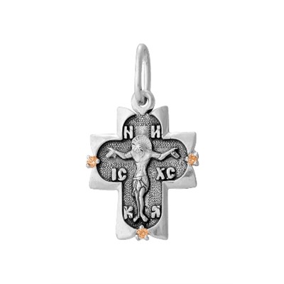 Крест с фианитом выборочно черненный серебро 925*