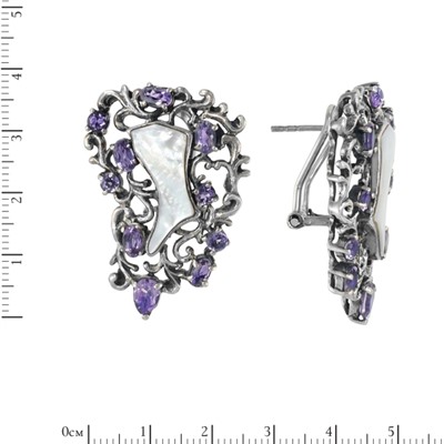 Серьги 'Ника' с перламутром и аметистами И0С.716ЦВN