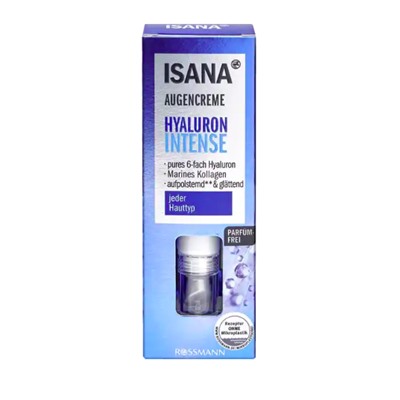 ISANA Augencreme Hyaluron Intense, Крем для кожи вокруг глаз с гиалуроновой кислотой, 15 мл